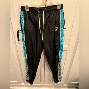 Switch Remarkable Black and Blue Track Pants with Neon Accents men’s small NWT